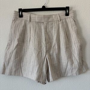 BANANA REPUBLIC Linen Blend Beige Striped Chino Shorts Women's Size 14 (NWT) $70